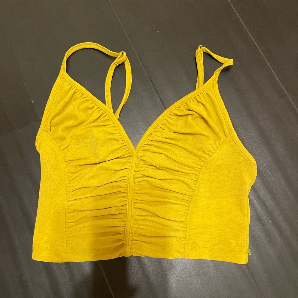 Urban outfitters ruched yellow tank